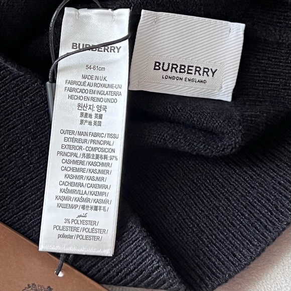 Burberry Roundel Cashmere Blend Beanie in Black - Picture 4 of 7